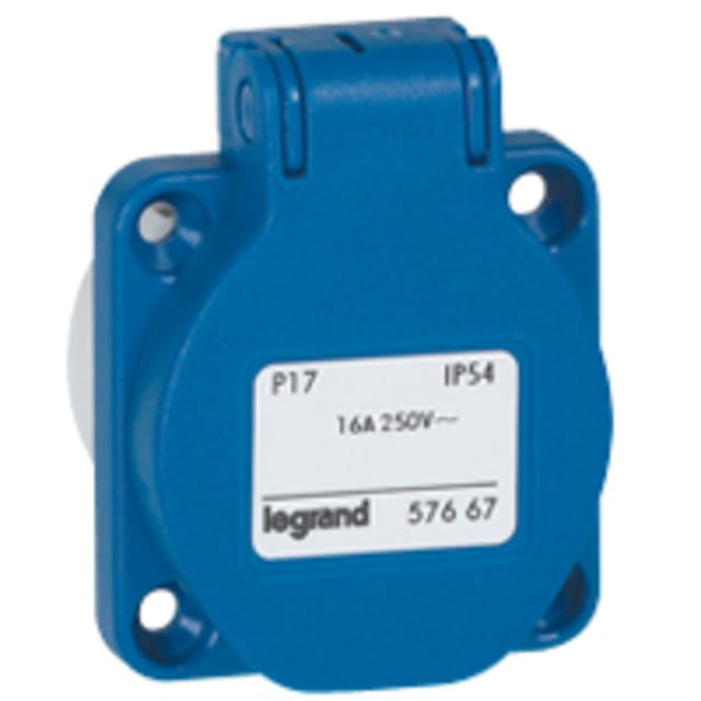 LEGRAND - Socle droit entr.r. P17 Tempra bleu - 250 V - 16 A - 2 P + T - 057667