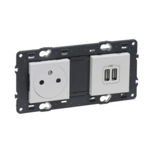LEGRAND - Valena Next prise 2P+T + double USB appareil complet affleurant blanc à vis - 741535