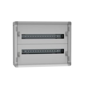 Détails visibles de Coffret électrique métallique saillie 48 modules IP30 pour Coffrets en saillie