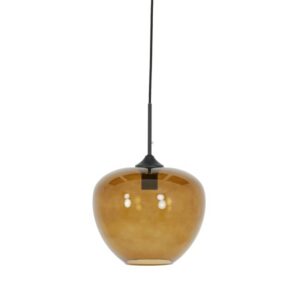 LIGHT&LIVING - Lampe suspension Ø30x25 cm MAYSON noir+verre brun - 2952318