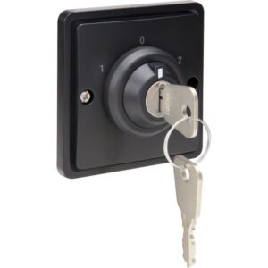 Interrupteur à clé étanche IP55 16A noir, configuration visible