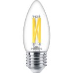 Ampoule LED flamme E27 dimmable 3,4W 470lm, configuration visible