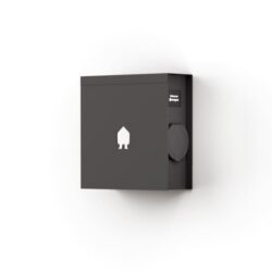 Détails visibles de Borne de recharge murale 22 kW prise Type 2 noire pour Bornes avec prise