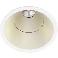 Spot encastrable orientable LED dimmable IP65, finition Blanc mat / laiton mat