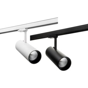 Projecteur LED sur rail blanc mat 3000K, dimensions H 220 mm x Ø 92 mm
