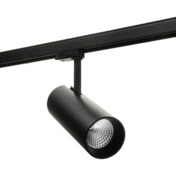 Projecteur LED sur rail noir 3000K, configuration visible