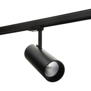Projecteur LED sur rail noir 3000K, configuration visible