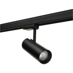 Spot sur rail triphasé noir 3000K, finition Noir RAL 9004