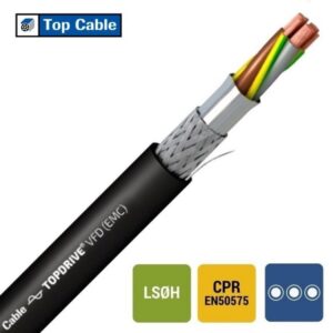 TOPCABLE - EMC ROZ1-K1 LS0H souple classe 5 blindé 1kV Cca s1ad1a1 noir 3X120+3G16mm² - EMCZH3X120+3G16-CCA B 500