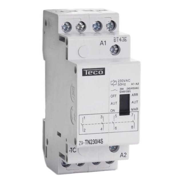 Teco - Contacteur Jour/Nuit Teco 230VAC 20A 4NO - Z9TN2304S Teco - Contacteur Jour/Nuit Teco 230VAC 20A 4NO - Z9TN2304S