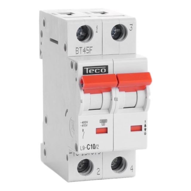 Teco - Disjoncteur Teco 2P 10A 10kA Courbe C - L9C102