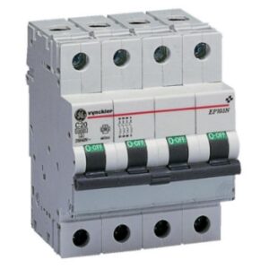 Disjoncteur 3P+N 40A courbe C 10kA, configuration visible