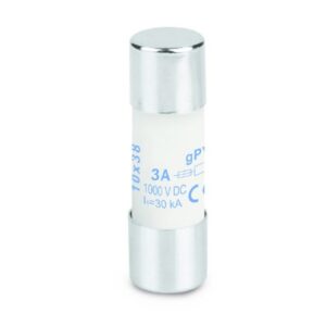 Fusible cylindrique 10x38 3A 1000 VDC, configuration visible