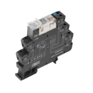 Relais modulaire 24 V DC 2 contacts inverseurs, configuration visible