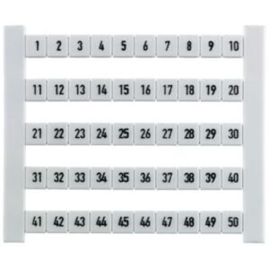 Repérage de bornes numéroté 1-50 pas 6 mm, configuration visible