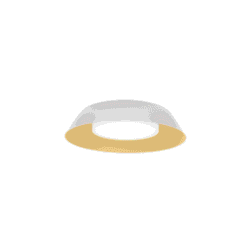 Plafonnier LED rond blanc et or IP44 2700K, configuration visible