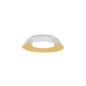 Plafonnier LED rond blanc et or IP44 2700K, configuration visible