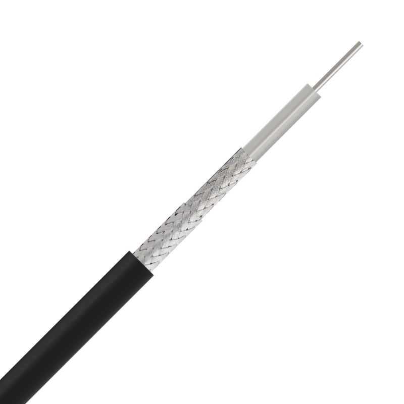DIVERSE KABELS COAX RG présentation technique du Câble coaxial 50 Câble coaxial 50 Ohm blindé PVC noir 5,4 mm RG223U, configuration et finitions visibles
