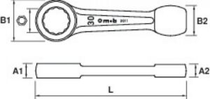 Clé polygonale à frapper DIN 7444 80 mm, forme et finition du produit visibles