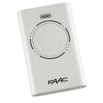 FAAC présentation technique du Télécommande portail 4 canaux 868 MHz Télécommande portail 4 canaux 868 MHz blanche, configuration et finitions visibles