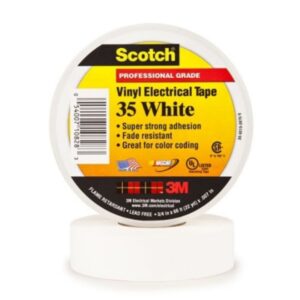 Ruban isolant électrique PVC blanc 19 mm x 20 m, en Polyvinylchloride (PVC)