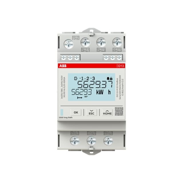 Compteur d'énergie triphasé 65A ABB D13 détail produit Détails visibles de Compteur d'énergie triphasé 65A Modbus 15-M65 pour Compteurs kWh