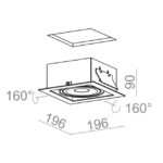 Spot encastrable carré LED 38° cuivre, vue complémentaire 1
