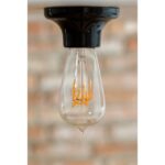 Plafonnier porcelaine noir E27 classe 2 max 60W, dimensions 100 x 52 mm, vue complémentaire 1