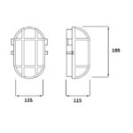 Hublot extérieur ovale gris E27 IP44 100W, dimensions 195 x 135 x 115 mm, vue complémentaire 4