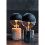Lampe à poser en marbre noir douille E27, montage pied fixe, vue complémentaire 2