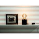 Lampe à poser métal noir douille E27 avec câble, montage pied fixe, vue complémentaire 1