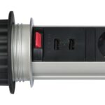 Bloc multiprise escamotable 3 prises USB interrupteur, configuration visible, vue complémentaire 4