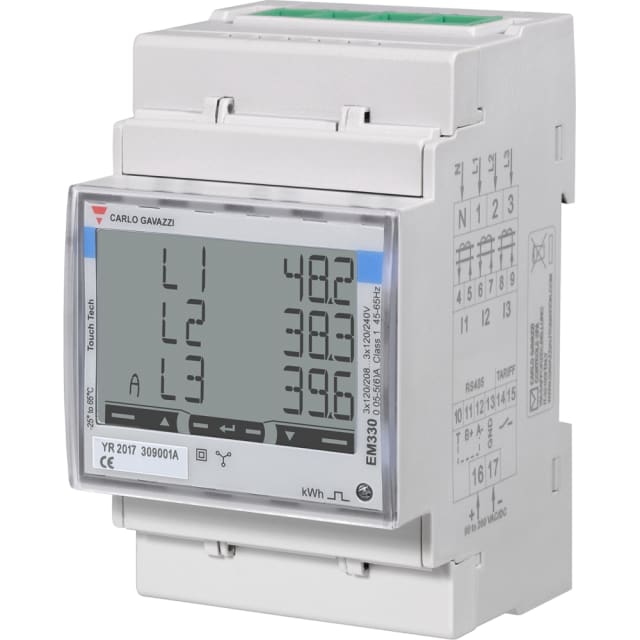 CARLO GAVAZZI - CG EM/ANL CMPCT 3F DIN 400-480VAC VLL-5 AAC IN TRAFO RS485 MOD MID-B - EM330DINAV53HS1PFB