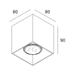 Spot plafond apparent carré noir GU10 50W 251 67 20 B, configuration visible, vue complémentaire 1
