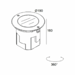 Spot encastrable de sol extérieur inox LOGIC 190 R DIM5, configuration visible, vue complémentaire 1