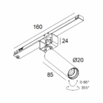 Spot LED sur rail 48V noir dimmable 3000K SPL14 27312, configuration visible, vue complémentaire 1