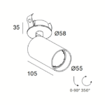 Spot plafond apparent GU10 noir Hi 414 353 00 B, 110...240 V, vue complémentaire 1