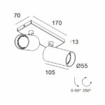 Spot plafond apparent double GU10 noir 2 Hi, 110...240 V, vue complémentaire 1