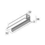Rail d'éclairage 3 phases dimmable encastré 2 m noir, surface mat, vue complémentaire 1