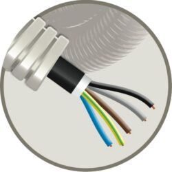 Détails visibles de Tube précâblé gris 25 mm câble EXVB 5G2,5 mm² pour Gaines et tubes précâblés