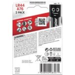 Pile alcaline bouton LR44 A76 1,5 V, configuration visible, vue complémentaire 2