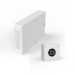 Thermostat sans fil WiFi avec récepteur radio blanc 46725, configuration visible, vue complémentaire 1