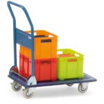 Chariot de manutention en acier 740 x 480 mm 3100, finition Bleu brillant RAL 5007, vue complémentaire 1