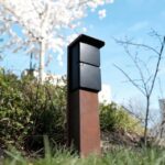 Poteau de jardin double avec presse-étoupe corten, finition autre, vue complémentaire 1