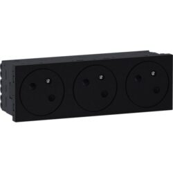 Détails visibles de Prise de courant triple 2P+T 16A 33° noir pour Prises avec terre