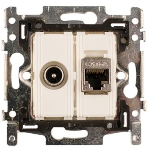 HIRSCHMANN - EDB 02U prise TV/R coax + 1x UTP RJ45 - apparent ou encastré - 695020592