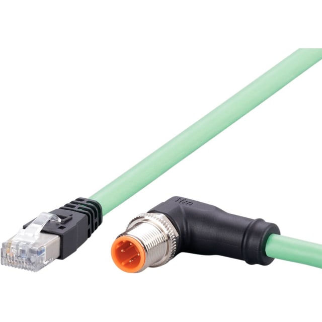 Câble Ethernet avec connecteur IFM détail produit Câble Ethernet avec connecteur coudé, configuration visible
