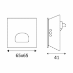 Applique murale encastrée carrée LED blanc mat, 230 V, vue complémentaire 2