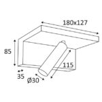 Applique murale LED noire avec USB et interrupteur, finition Noir mat, vue complémentaire 3