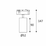 Projecteur sur rail 48V 14W 3000K noir mat, configuration visible, vue complémentaire 1